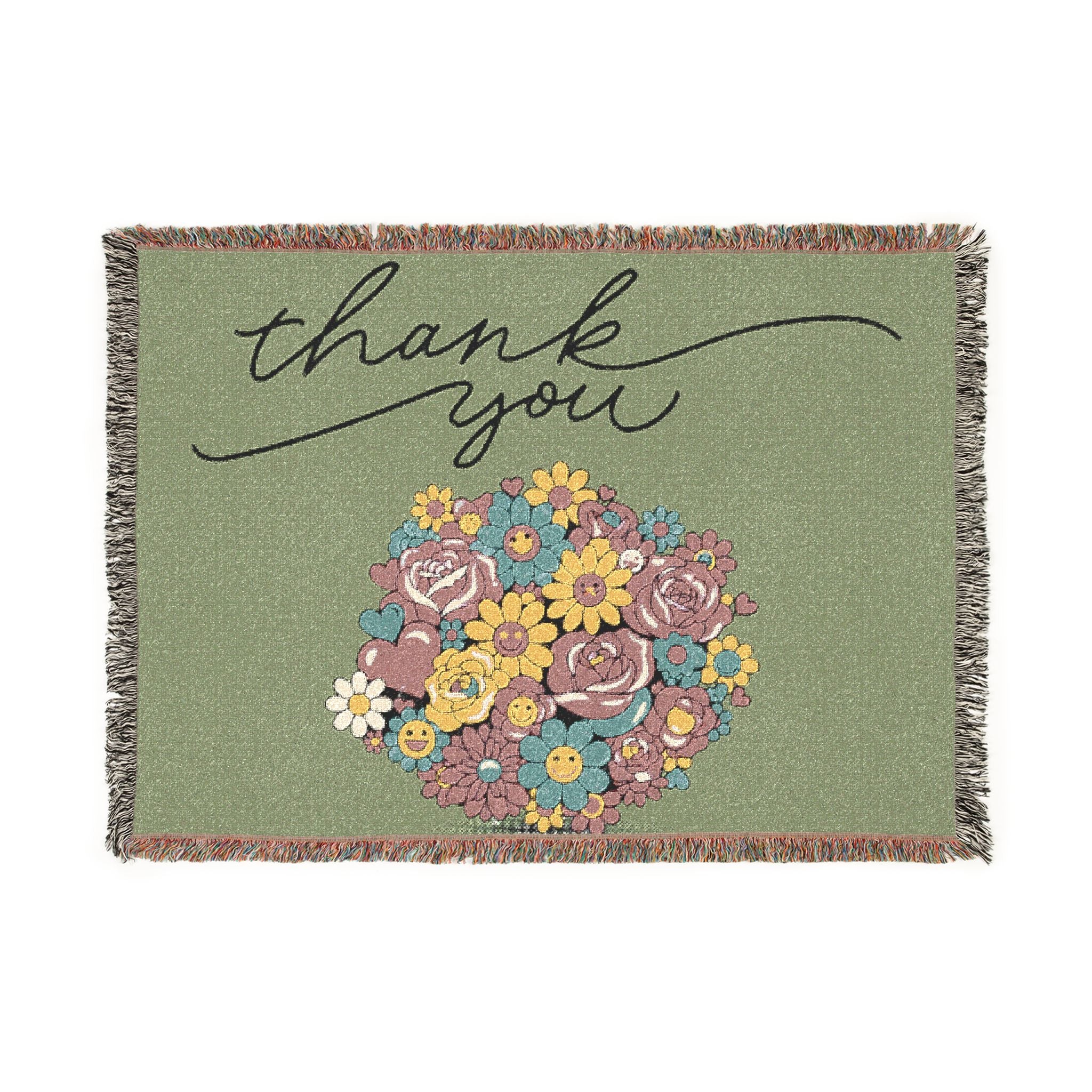 Thank You Floral Woven Blanket — Vintage Bouquet Throw