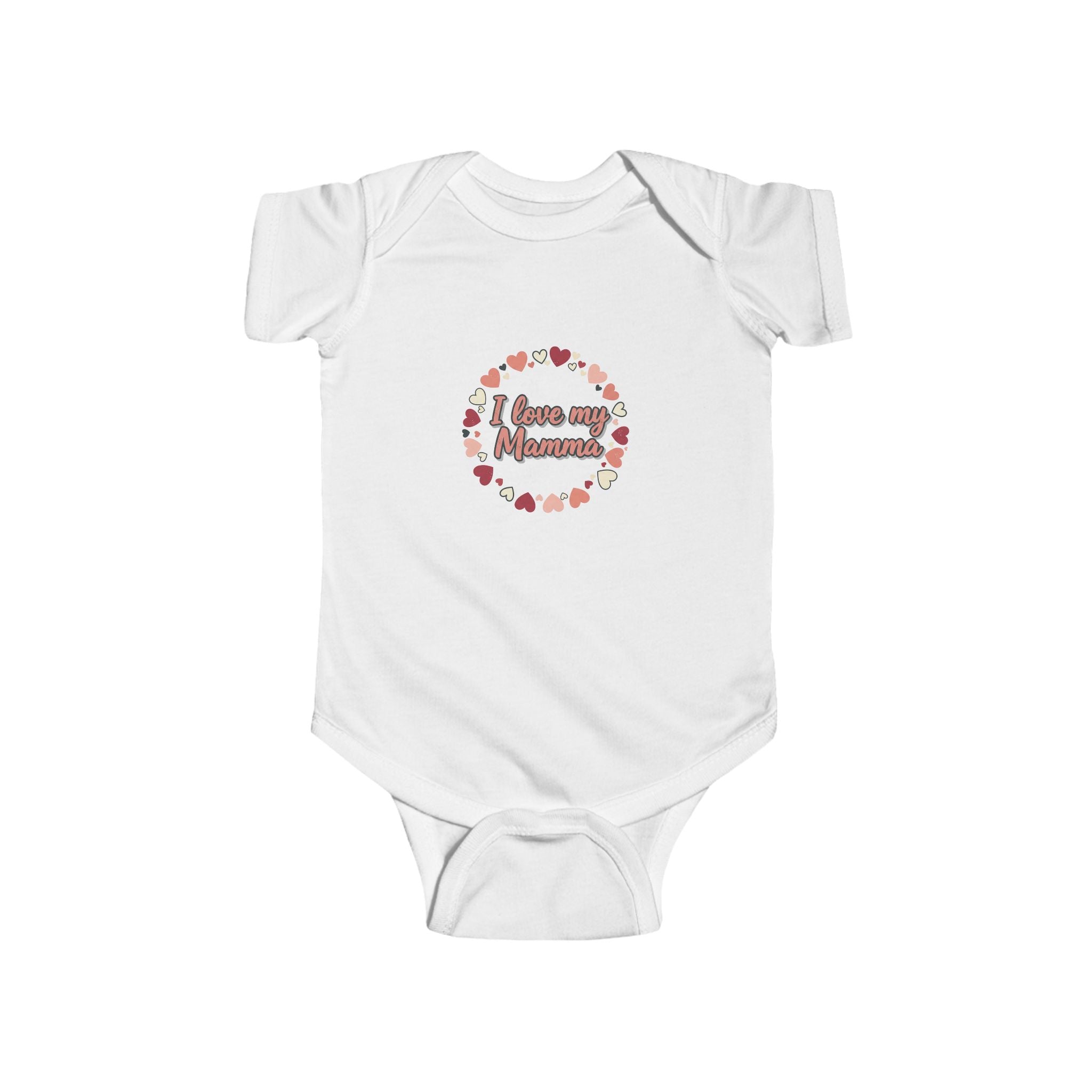 Infant Bodysuit “I Love My Mamma” Floral Heart — Baby Onesie with Back Star
