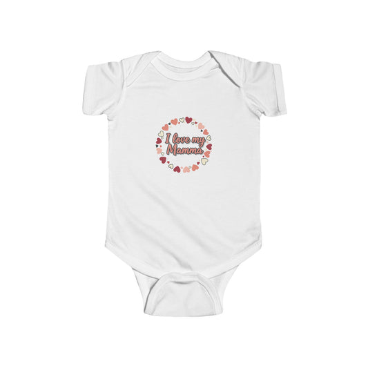 Infant Bodysuit “I Love My Mamma” Floral Heart — Baby Onesie with Back Star