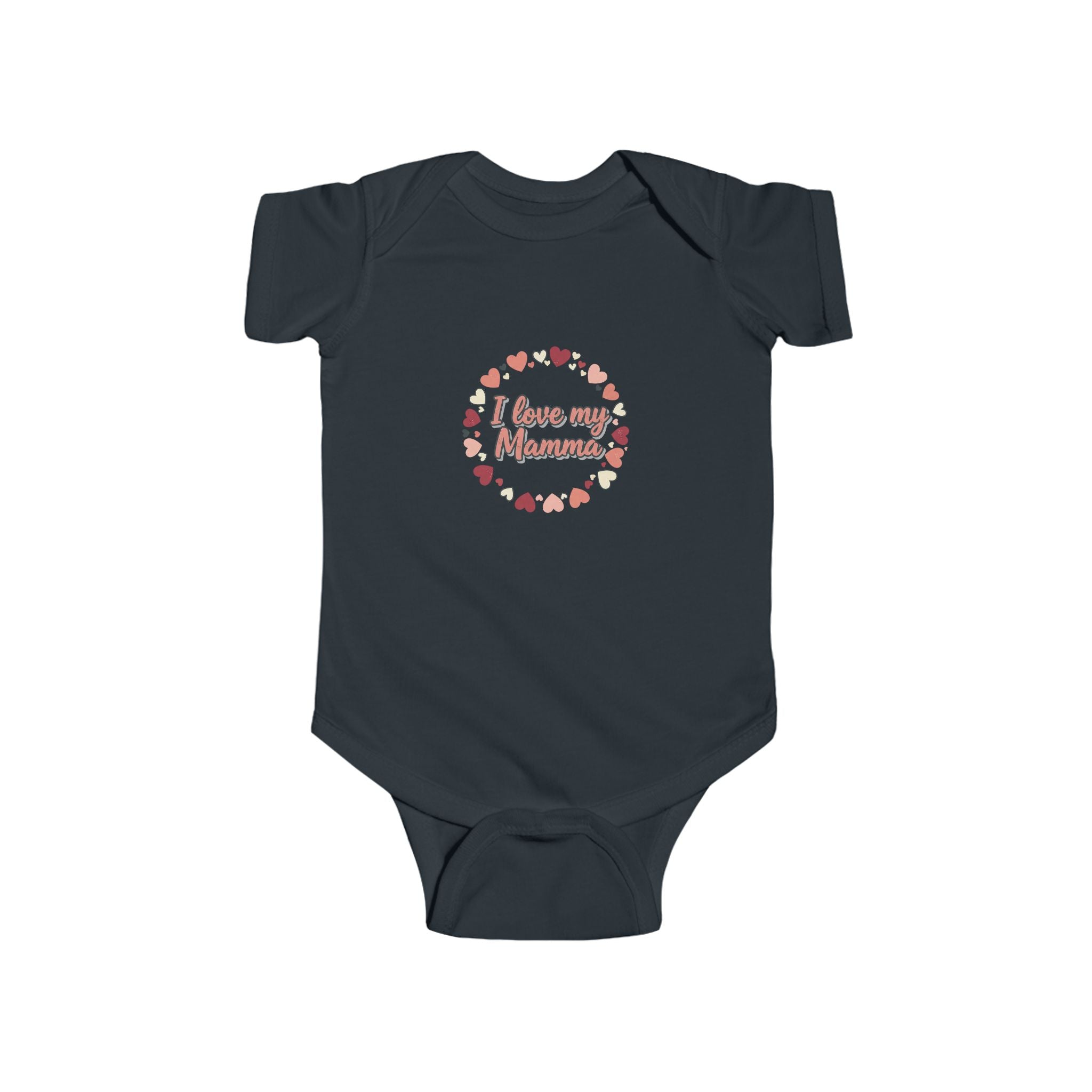 Infant Bodysuit “I Love My Mamma” Floral Heart — Baby Onesie with Back Star