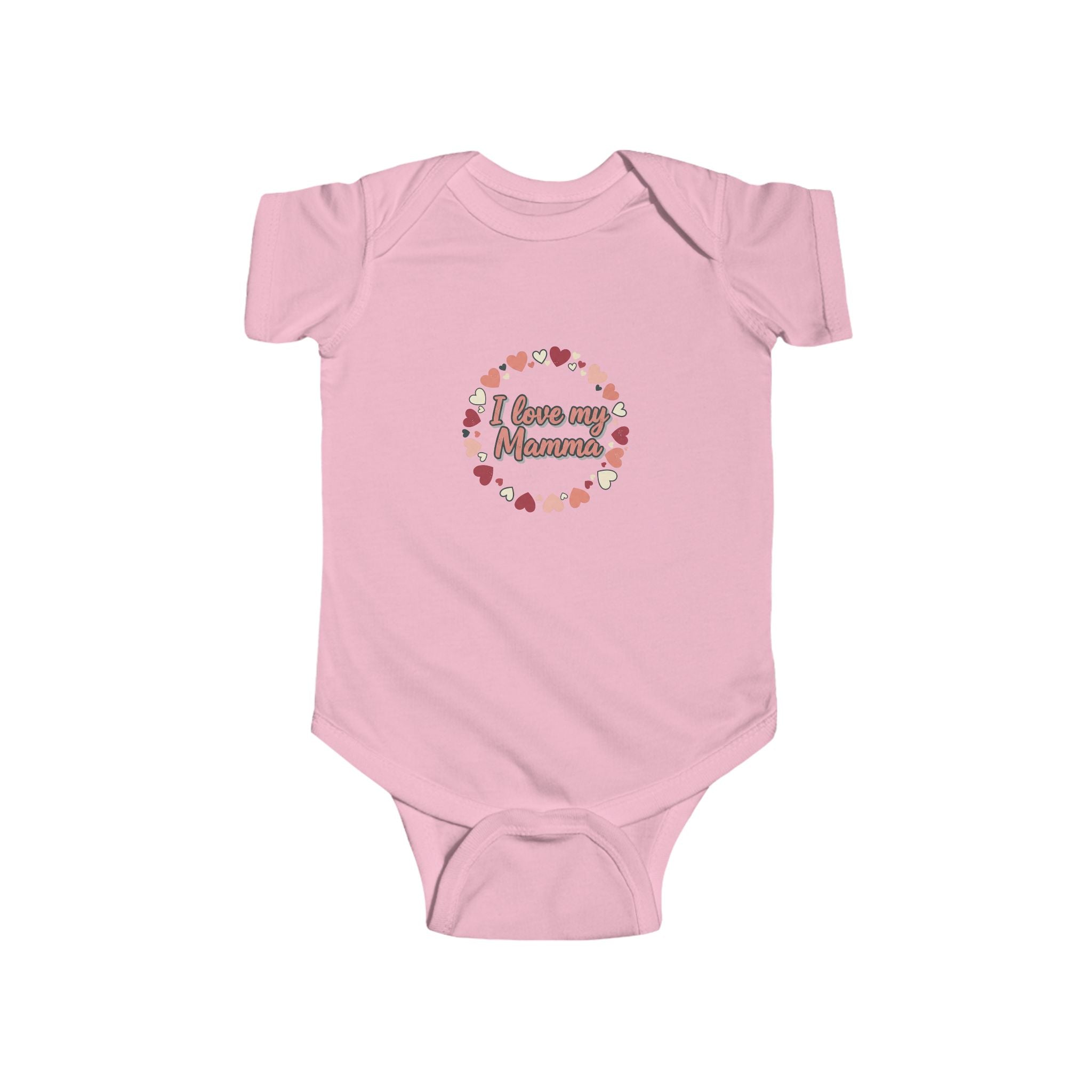 Infant Bodysuit “I Love My Mamma” Floral Heart — Baby Onesie with Back Star