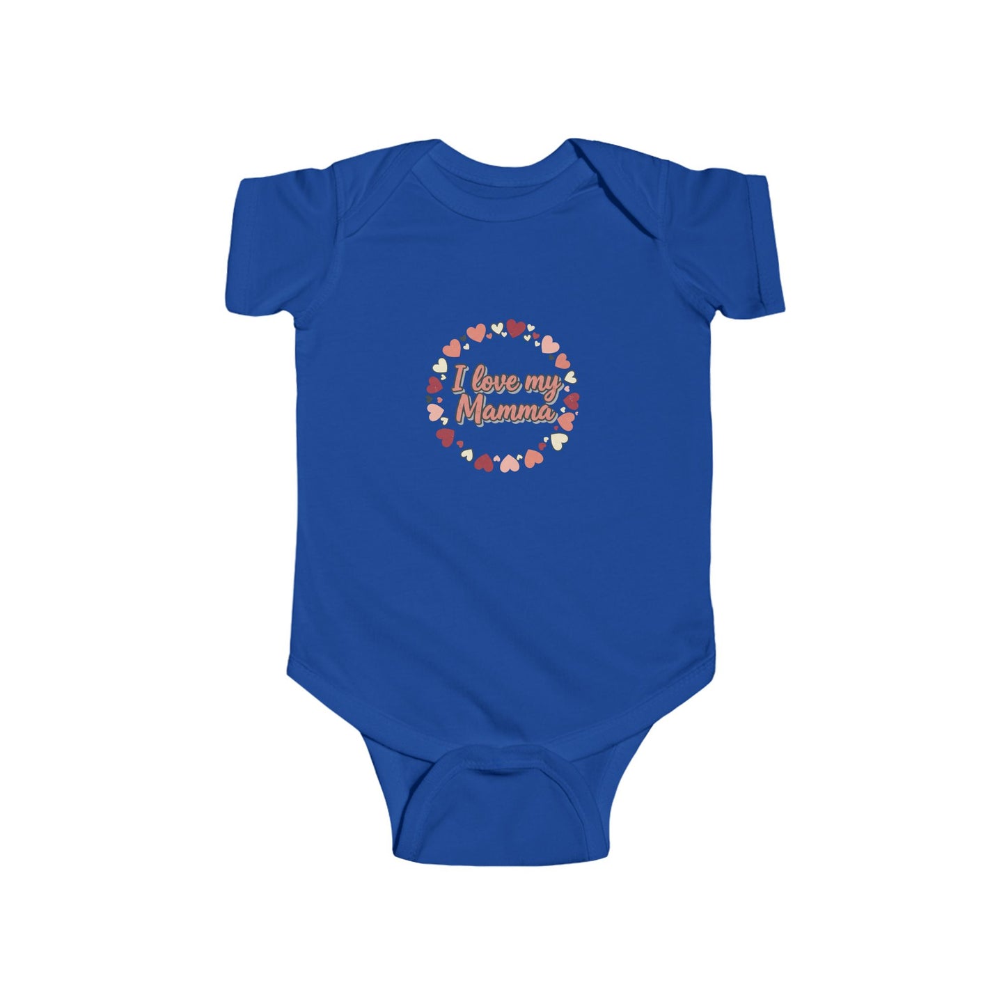Infant Bodysuit “I Love My Mamma” Floral Heart — Baby Onesie with Back Star