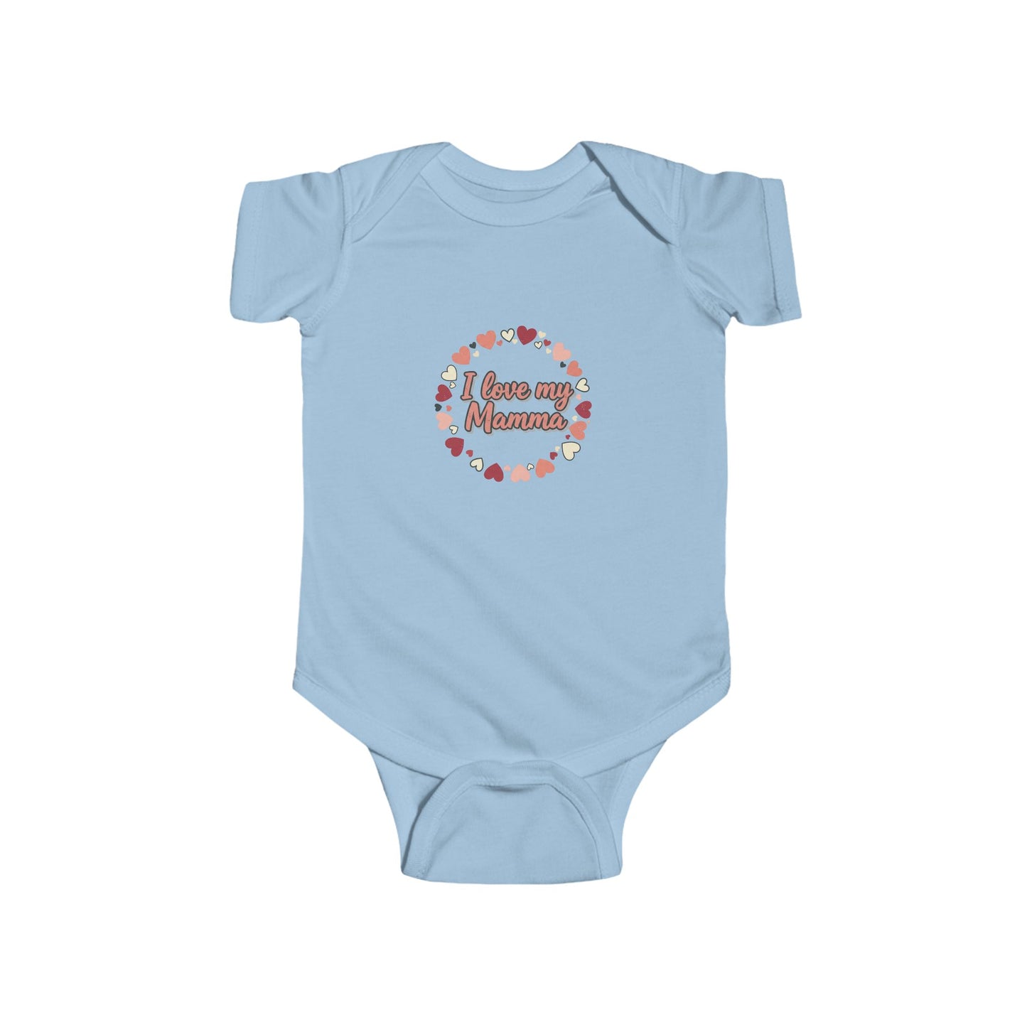 Infant Bodysuit “I Love My Mamma” Floral Heart — Baby Onesie with Back Star