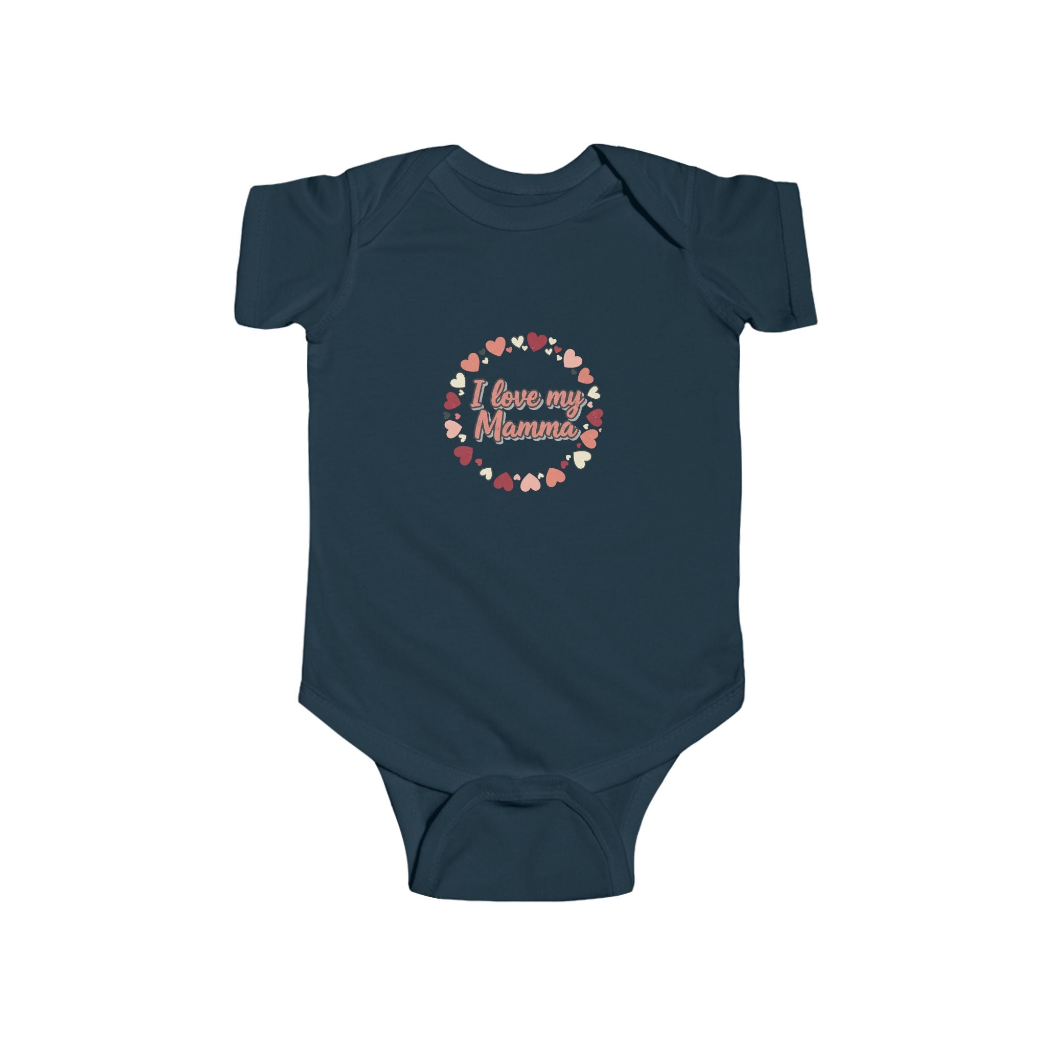 Infant Bodysuit “I Love My Mamma” Floral Heart — Baby Onesie with Back Star