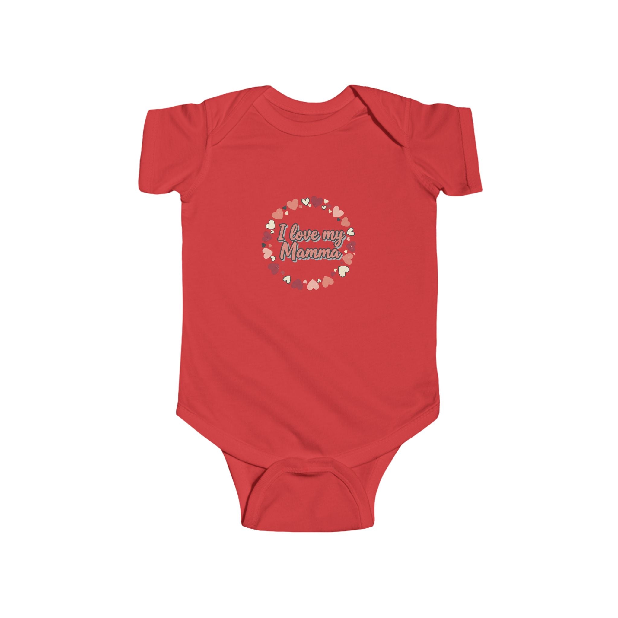 Infant Bodysuit “I Love My Mamma” Floral Heart — Baby Onesie with Back Star
