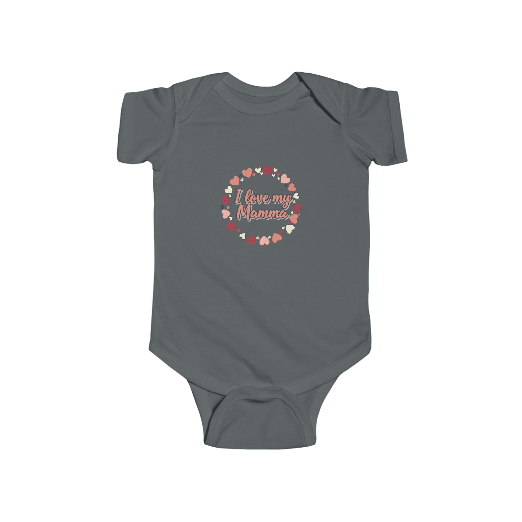 Infant Bodysuit “I Love My Mamma” Floral Heart — Baby Onesie with Back Star