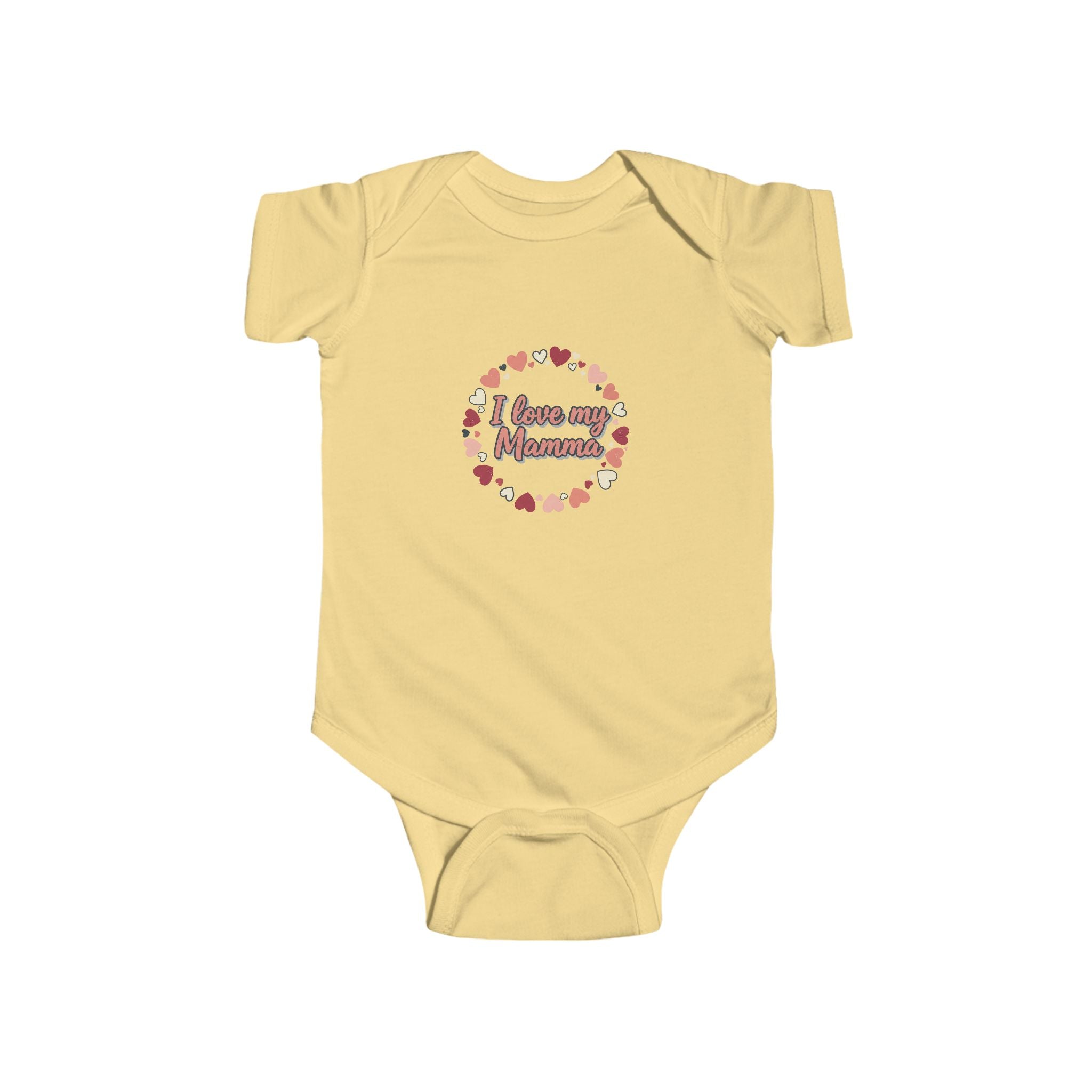 Infant Bodysuit “I Love My Mamma” Floral Heart — Baby Onesie with Back Star