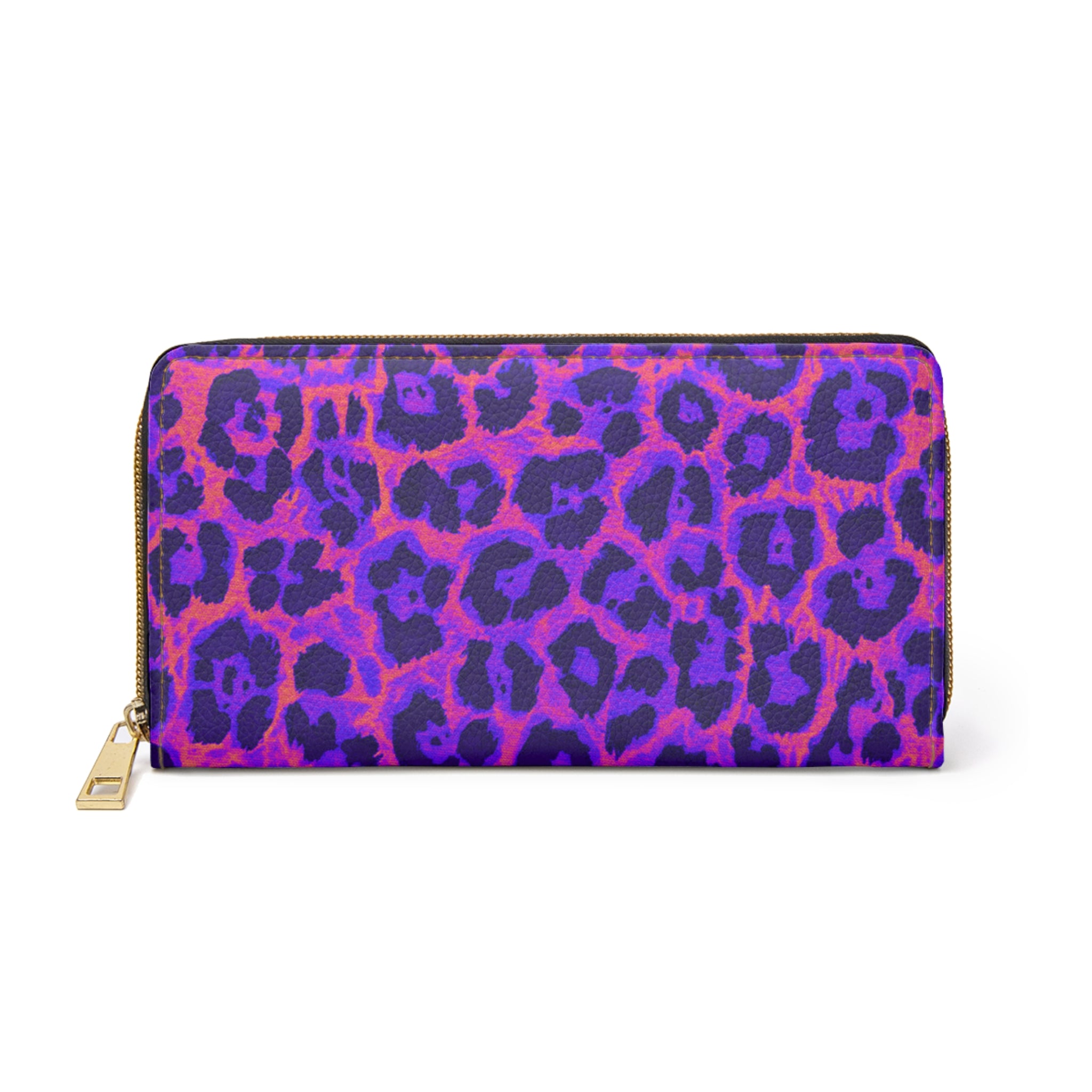 Purple Neon Leopard Zipper Wallet – Bold Animal Print Clutch