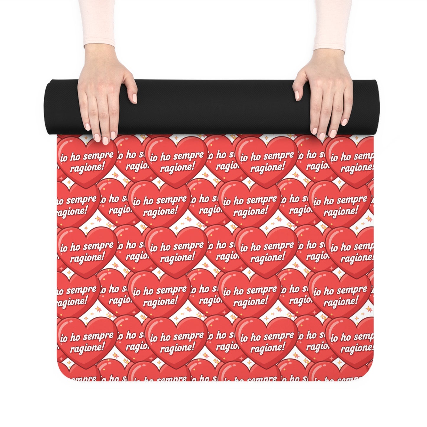 Heart Pattern Rubber Yoga Mat — Red Love Message Yoga Mat for Valentine’s Day & Everyday Practice