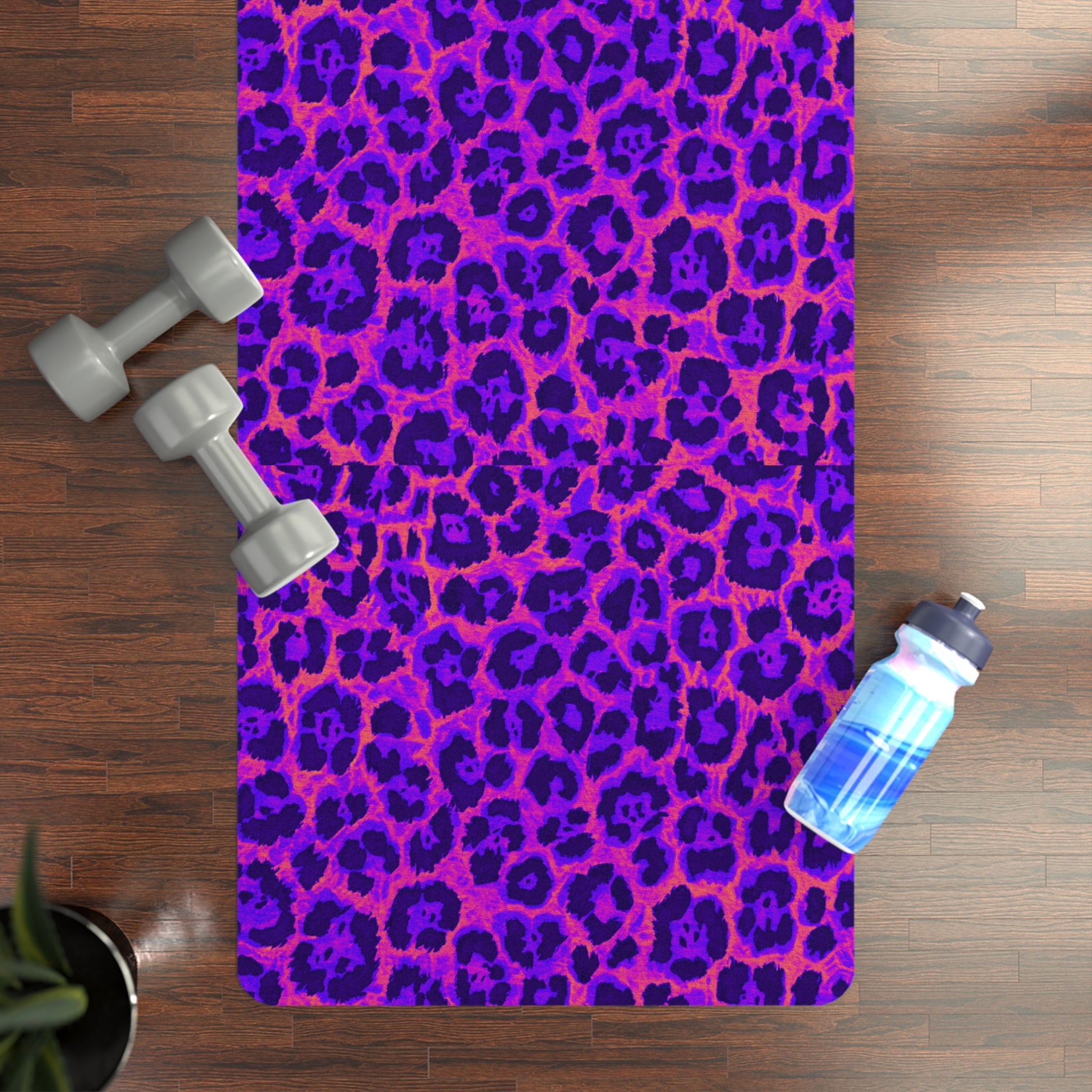 Purple Leopard Print Yoga Mat — Non-Slip Rubber Fitness Mat