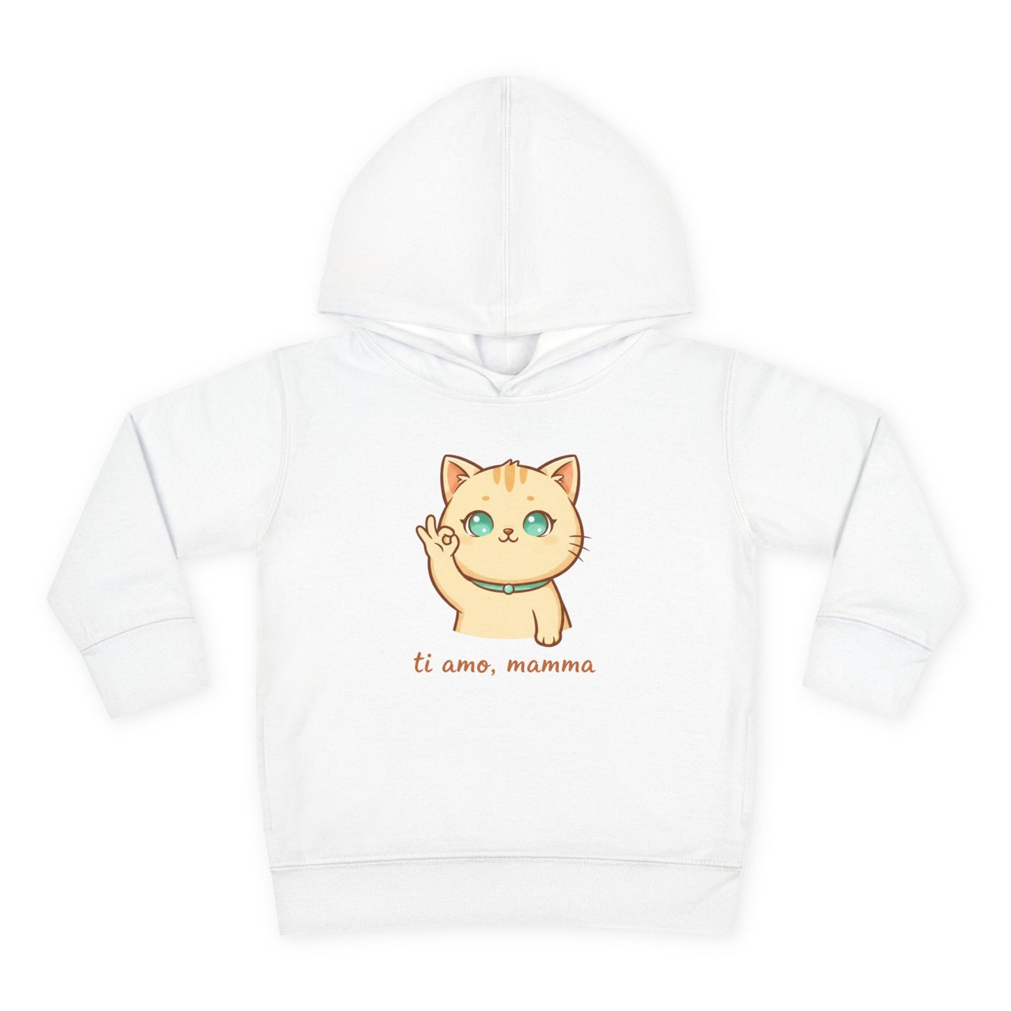 Toddler Hoodie — Cute Cat "Ti amo, mamma" Pullover (Cucciolo del Cuore)