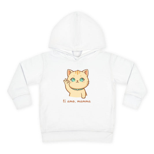 Toddler Hoodie — Cute Cat "Ti amo, mamma" Pullover (Cucciolo del Cuore)