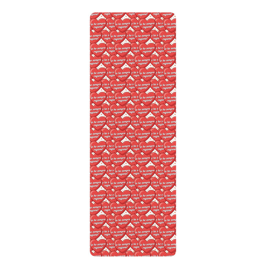 Heart Pattern Rubber Yoga Mat — Red Love Message Yoga Mat for Valentine’s Day & Everyday Practice