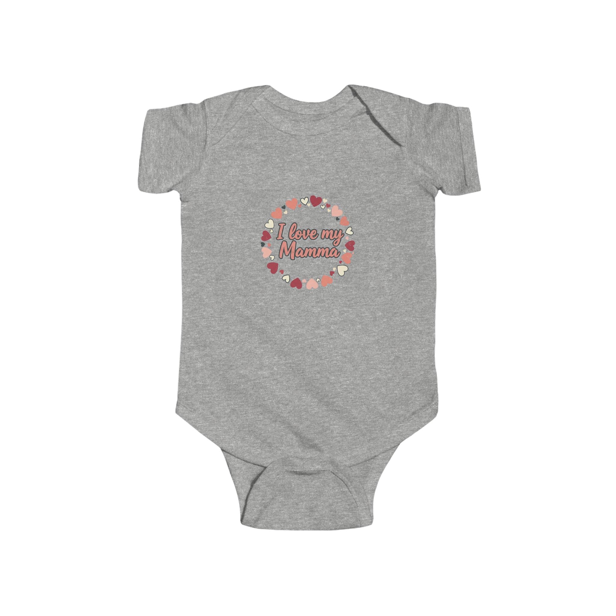 Infant Bodysuit “I Love My Mamma” Floral Heart — Baby Onesie with Back Star