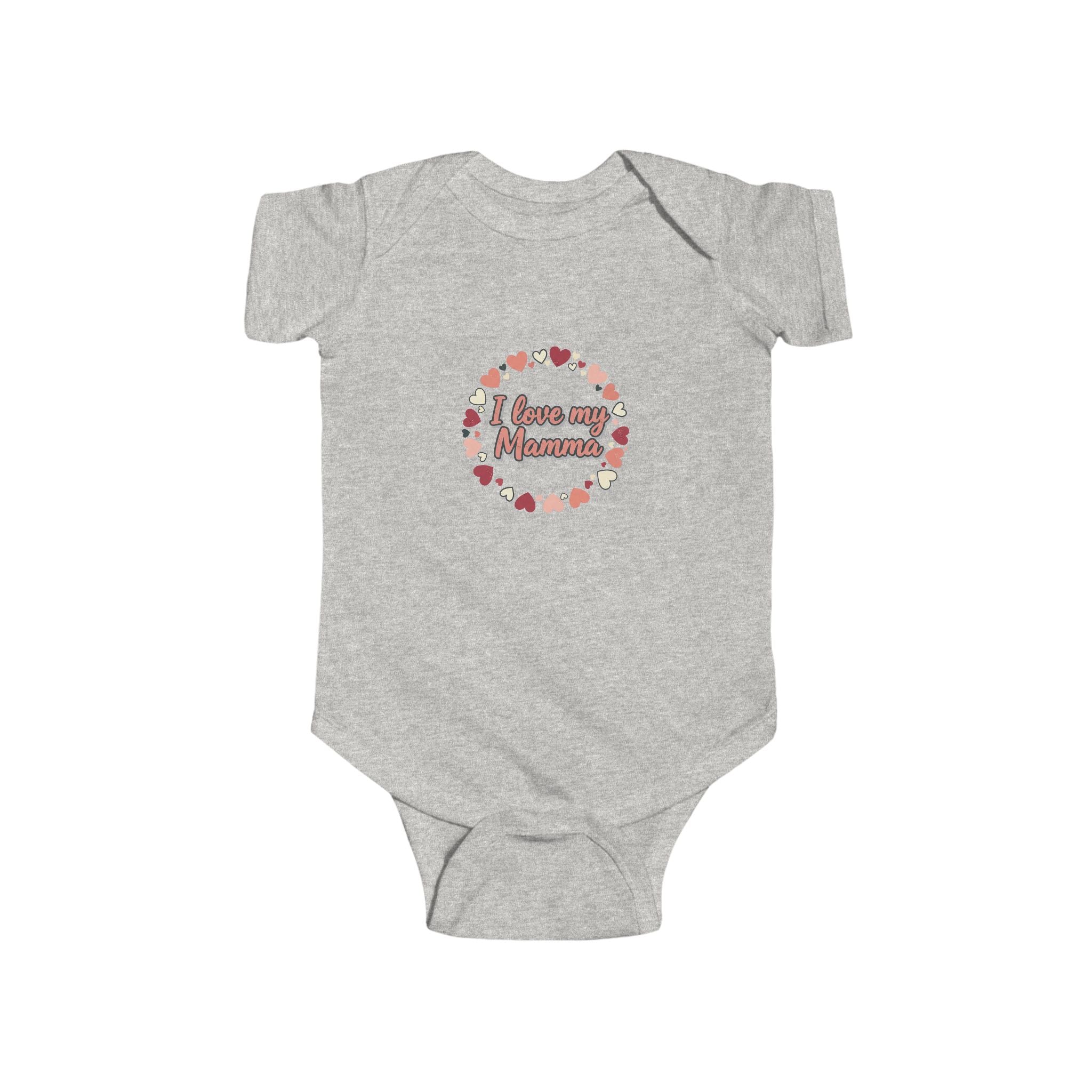 Infant Bodysuit “I Love My Mamma” Floral Heart — Baby Onesie with Back Star