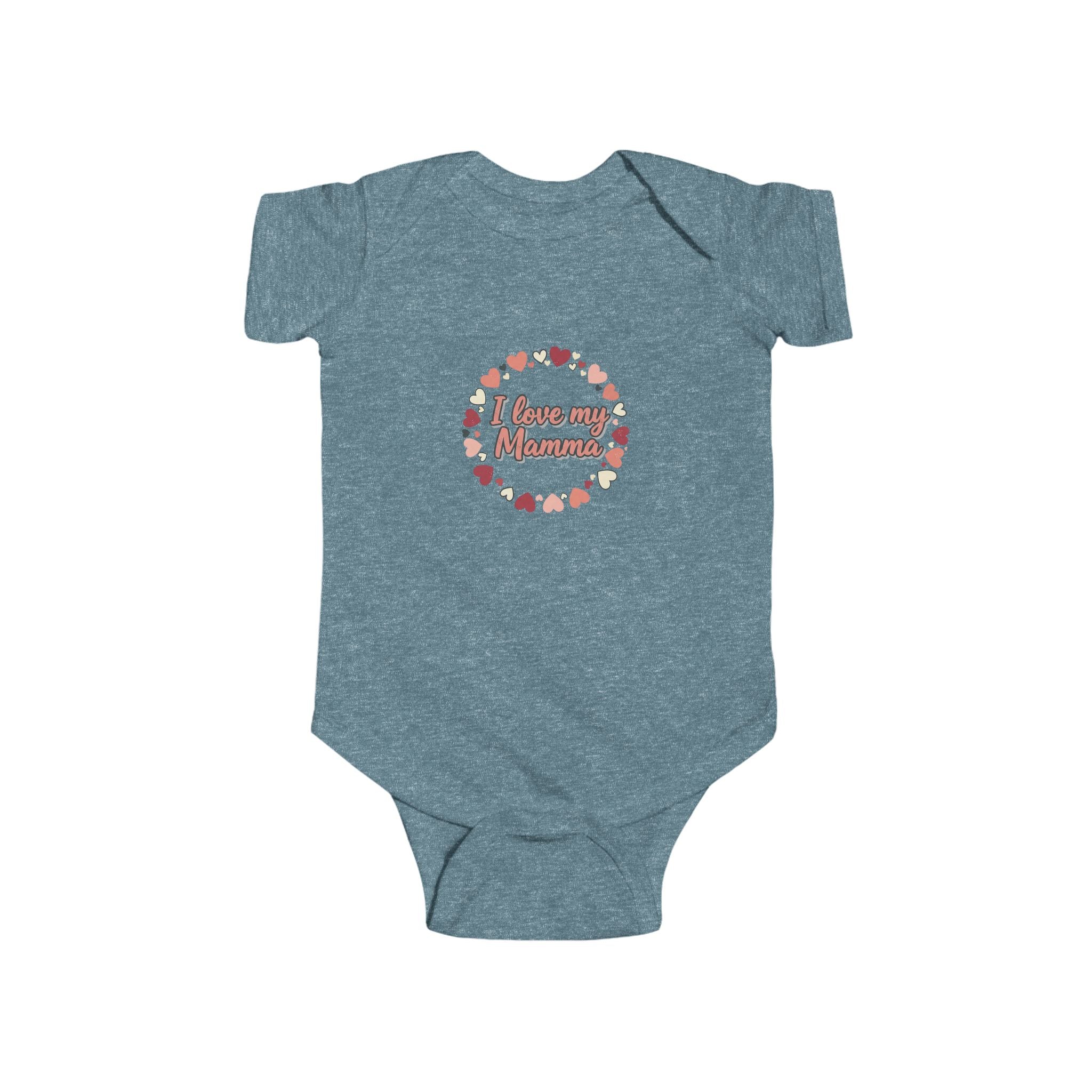Infant Bodysuit “I Love My Mamma” Floral Heart — Baby Onesie with Back Star