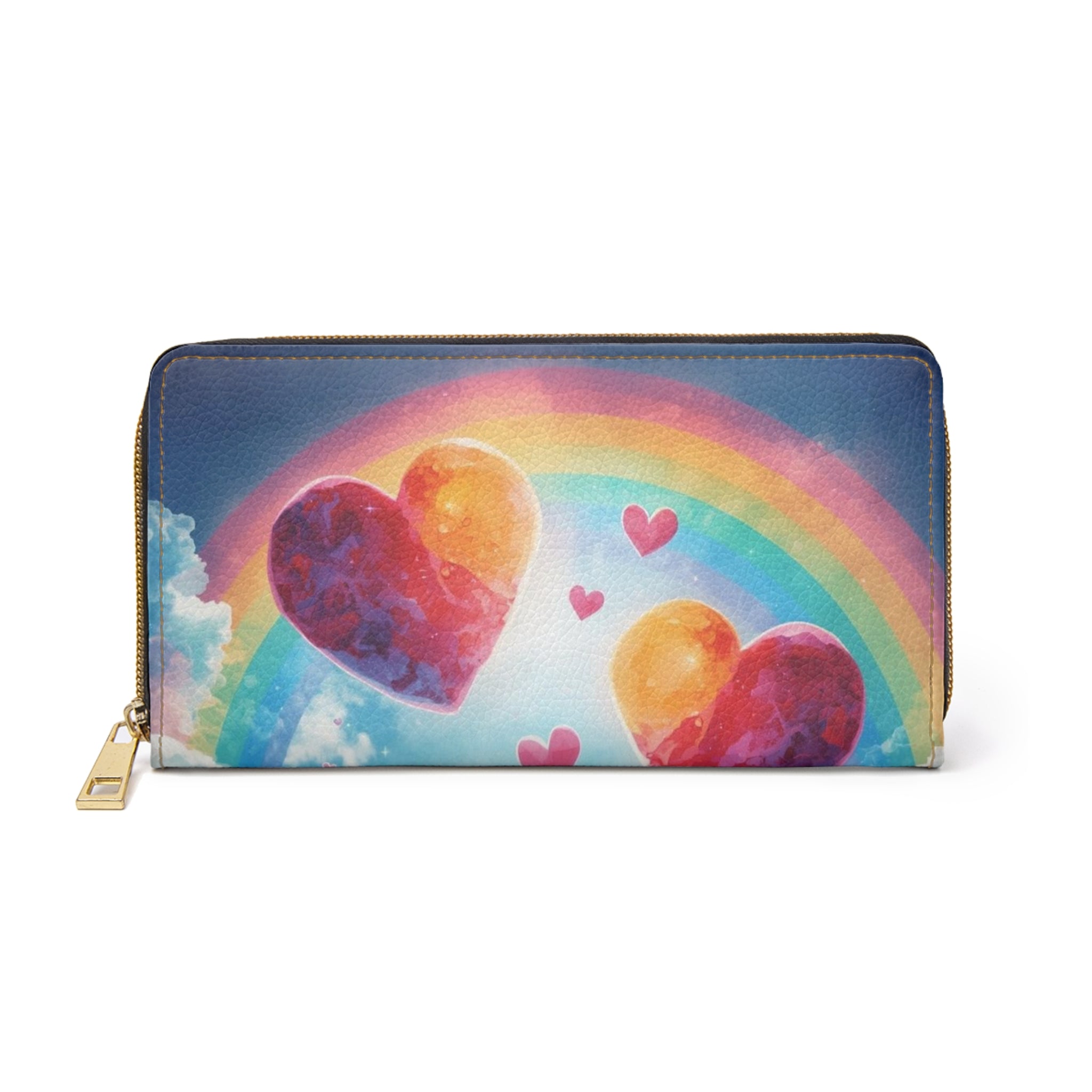 Zipper Wallet — Rainbow Heart Clouds Wallet
