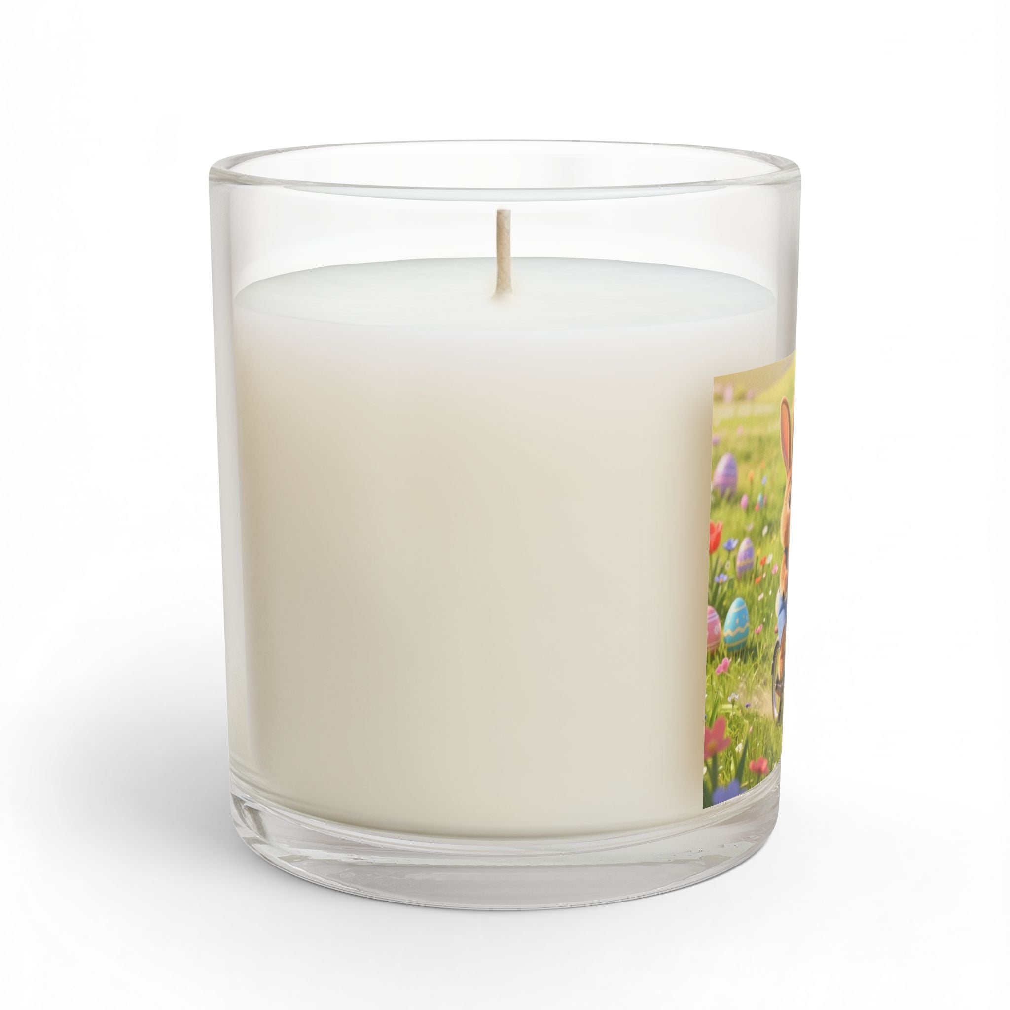 Easter Bunny Couples Glass Candle — Cute Spring Bunny Bike Ride