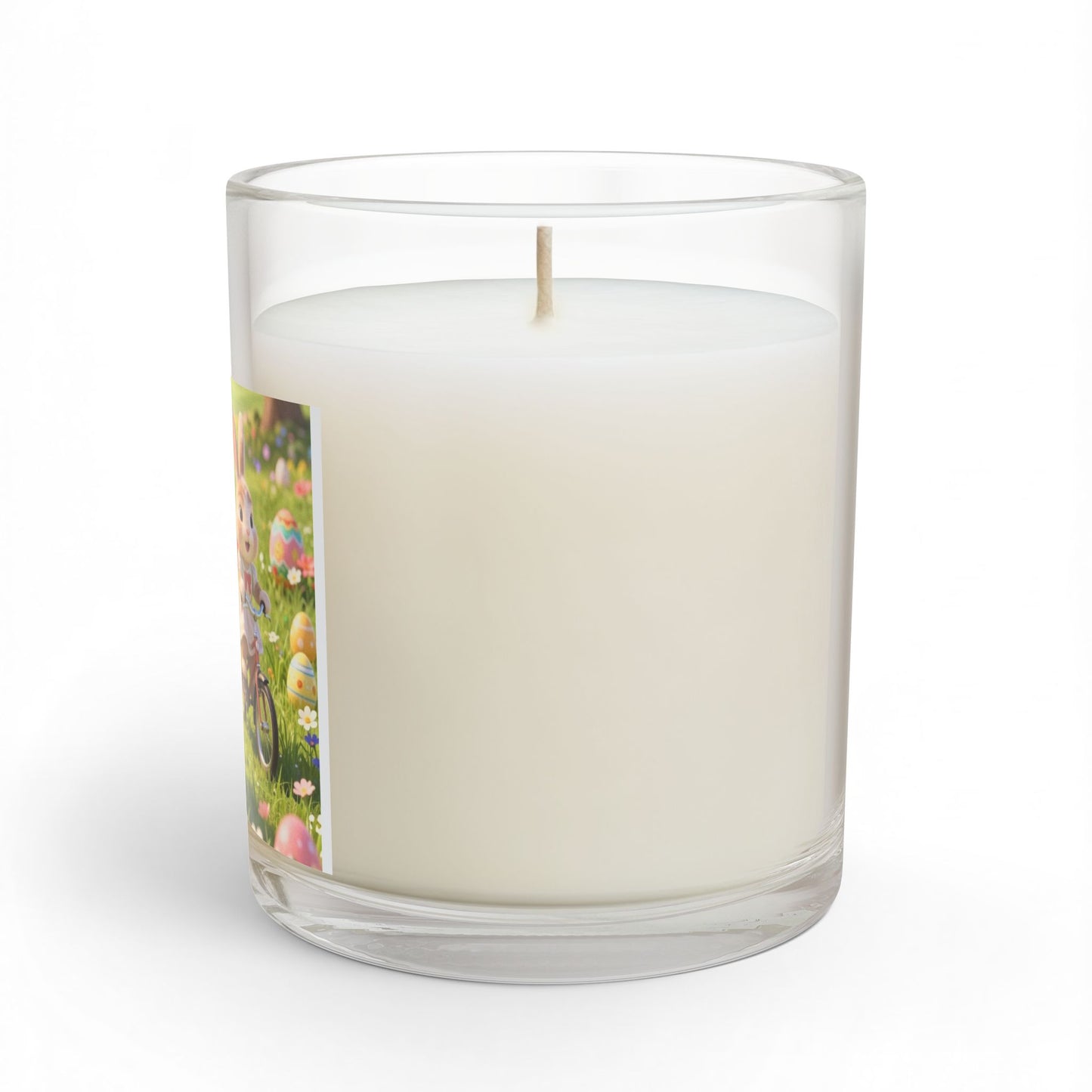 Easter Bunny Couples Glass Candle — Cute Spring Bunny Bike Ride