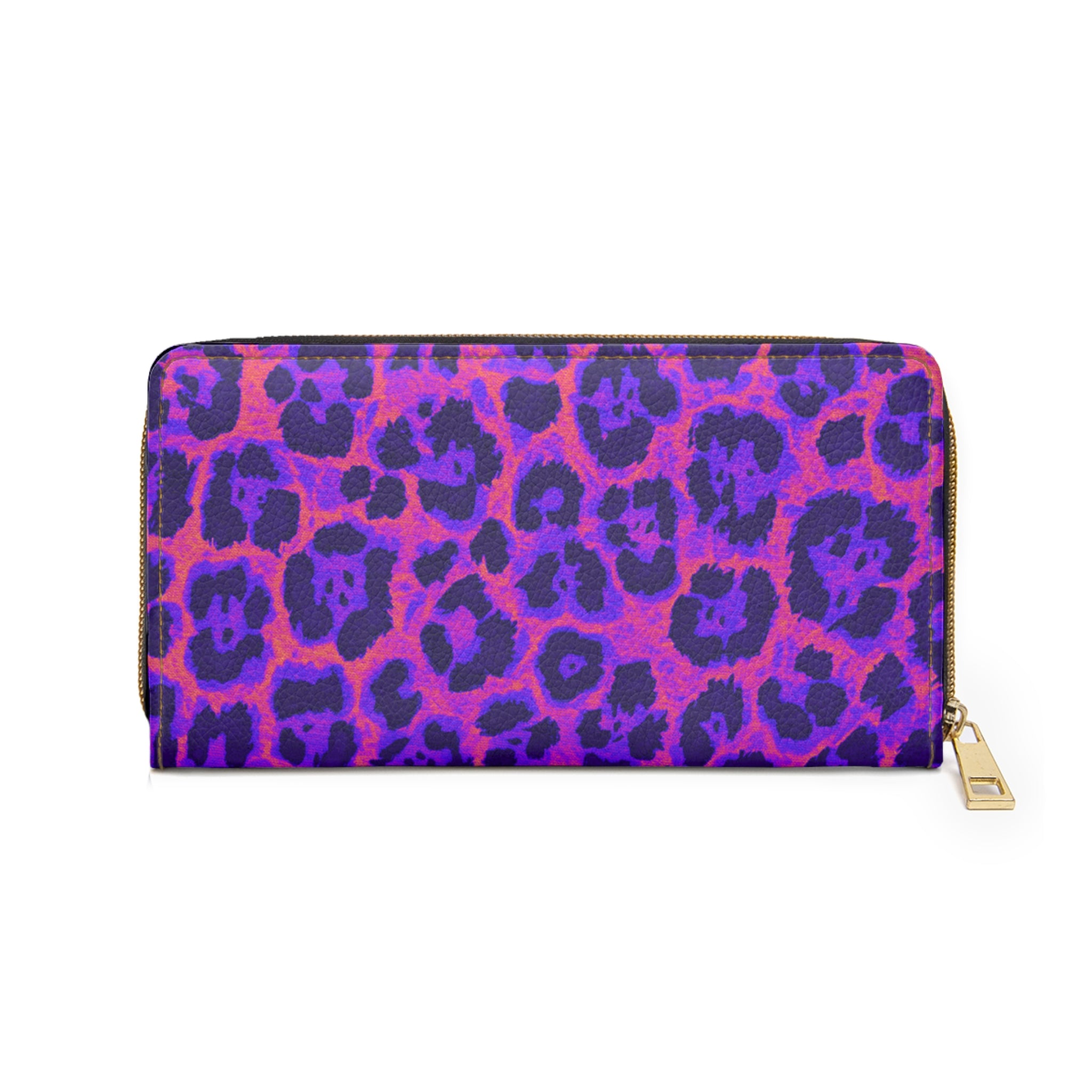 Purple Neon Leopard Zipper Wallet – Bold Animal Print Clutch