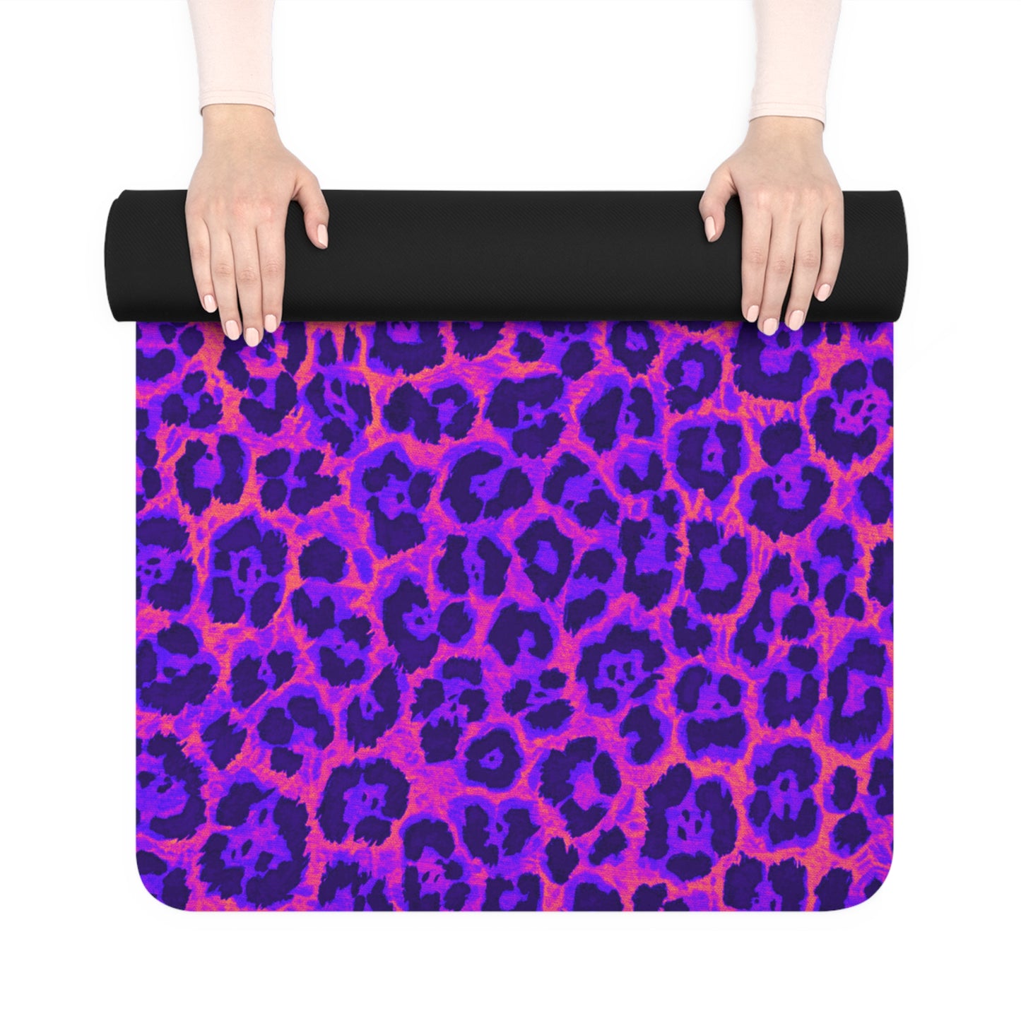 Purple Leopard Print Yoga Mat — Non-Slip Rubber Fitness Mat