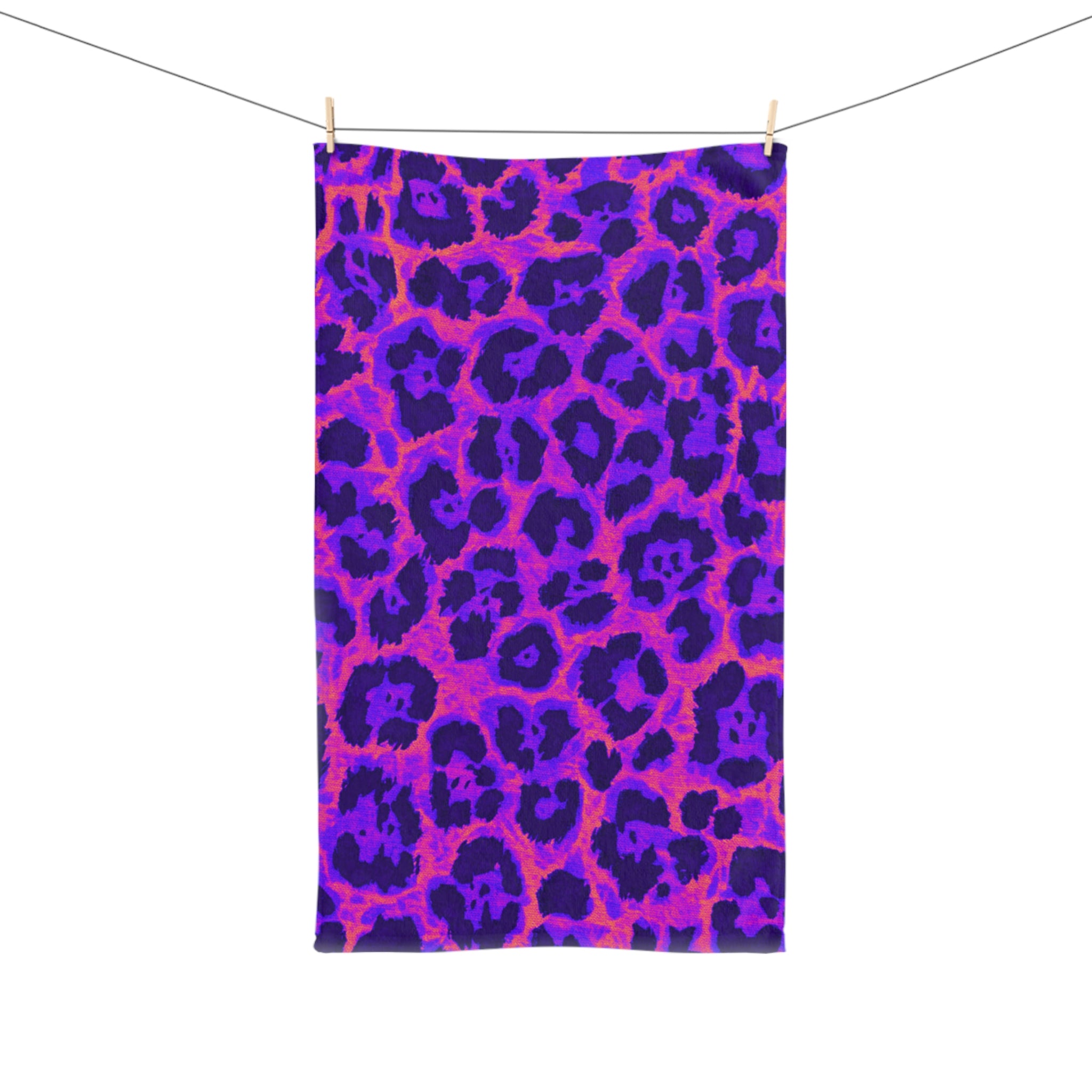 Purple Neon Leopard Hand Towel